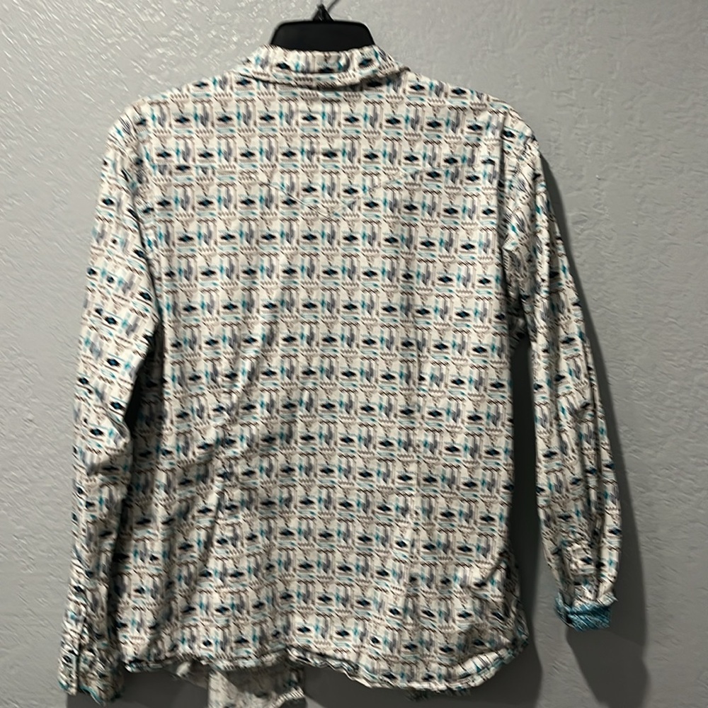 Panhandle Women's White Patterned Button-Up Shirt - image 5